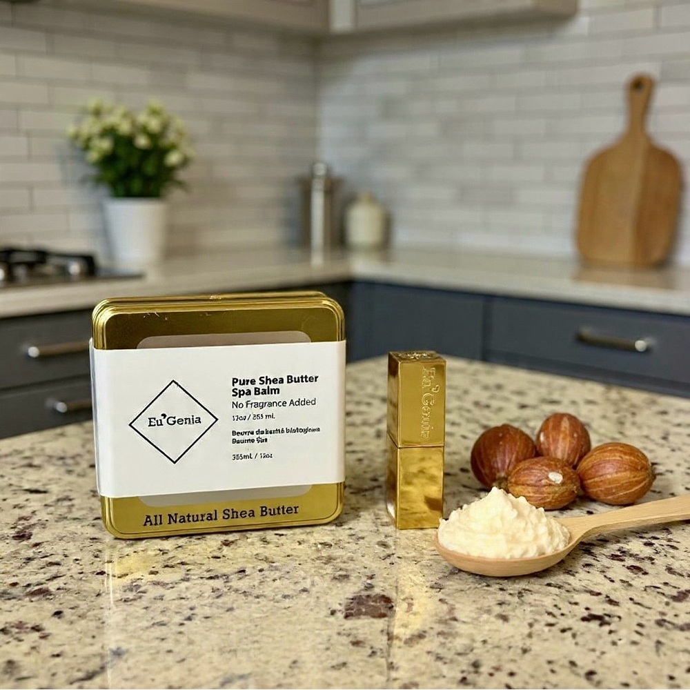 Artisan Shea Butter Spa Balm Body Cream 12oz & Shea Lip Treatment Balm Set